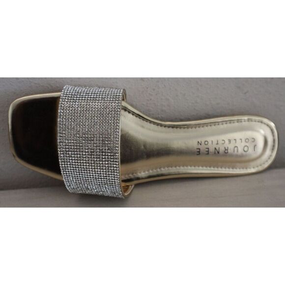 Journee Collection 007226 Women's Sz 7 Gold Embellished Grayce Slide Sandals - Picture 6 of 13